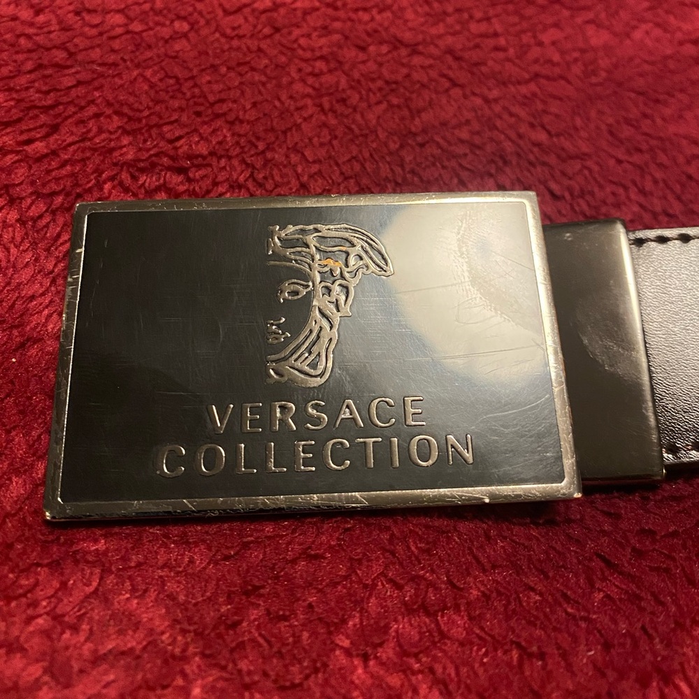 Versace Collections Medusa Outline Belt Buckle & Worn authentic leather | 90-105